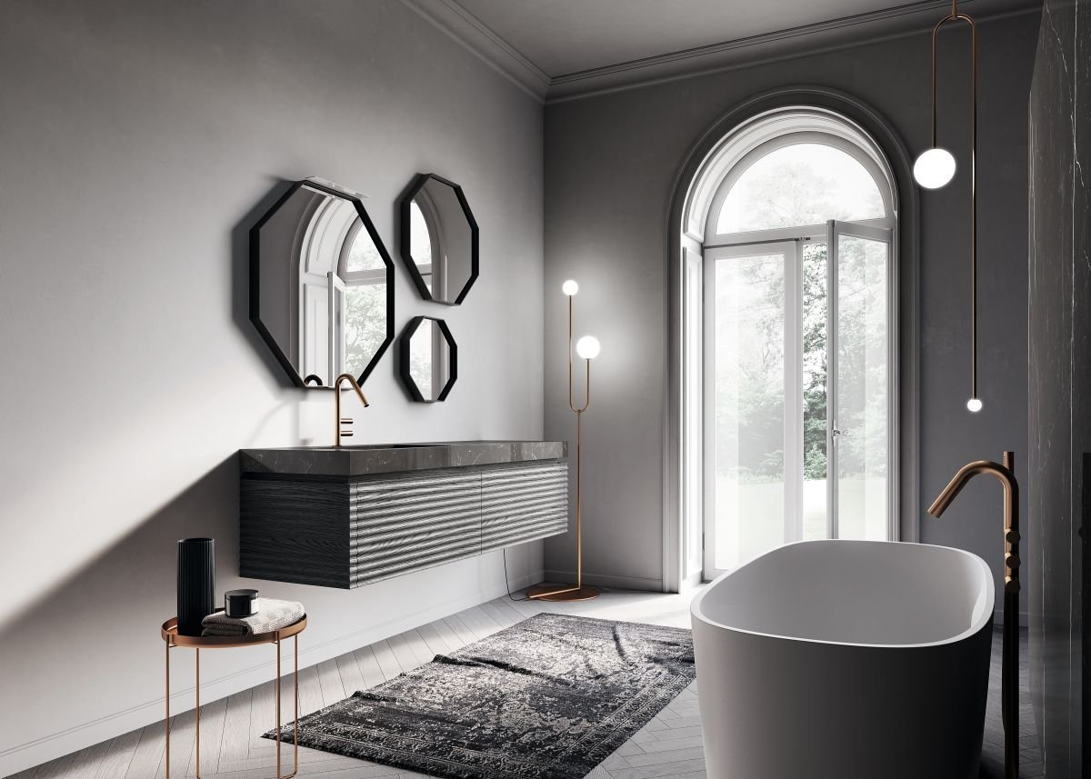 Black bathroom design ideas Patrimonio Home