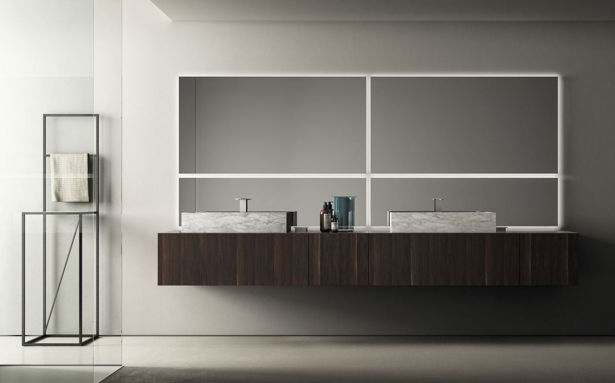 Double sink luxury wood bathrooms Patrimonio Home