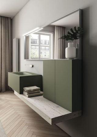 Green bathroom cabinet designs Patrimonio Home Orange County