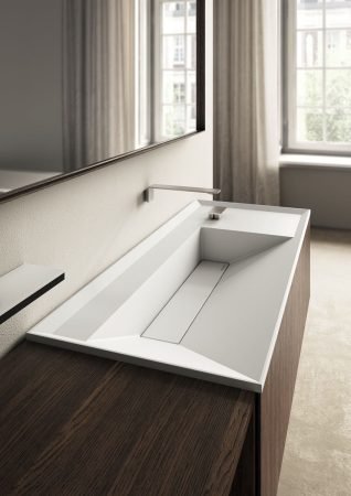 Integrated bathroom countertops Patrimonio Home Cabinetry