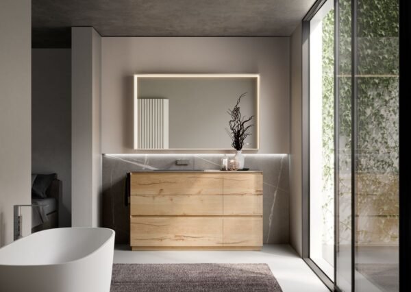 Natural oak bathroom vanity