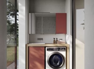 Red Laundry Room ideas Patrimonio Home