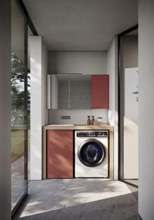 Red Laundry Room ideas Patrimonio Home