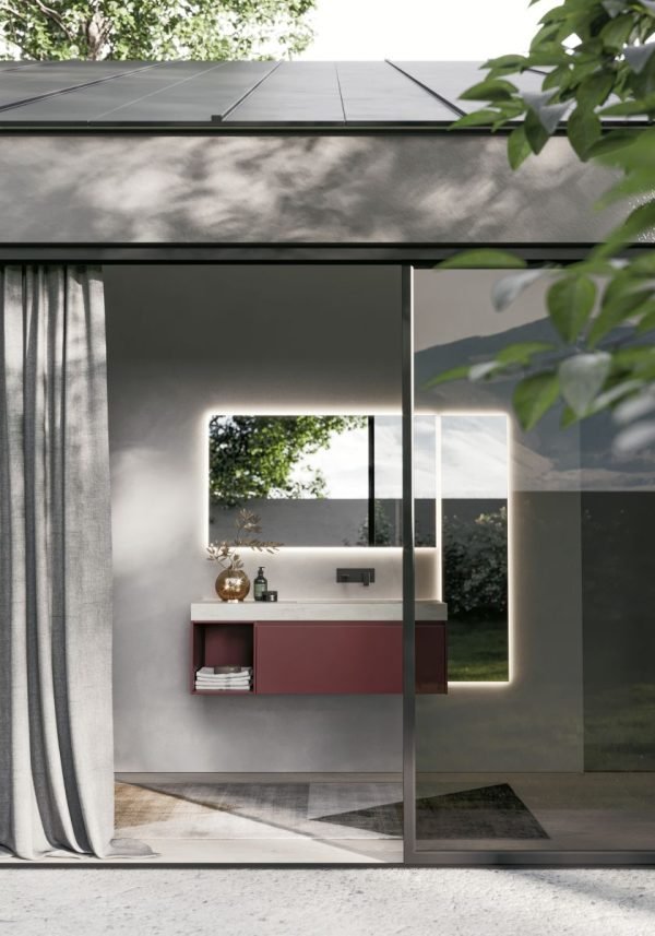 Red bathroom design Ideas Patrimonio Home