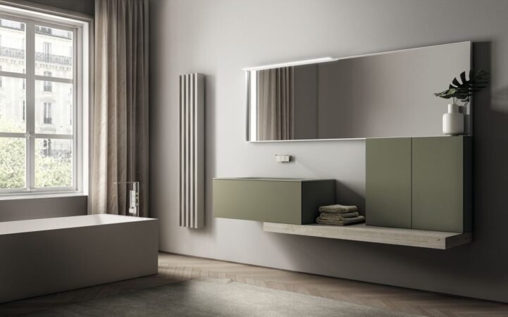 Simple modern bathrooms Patrimonio Home Custom Cabinetry