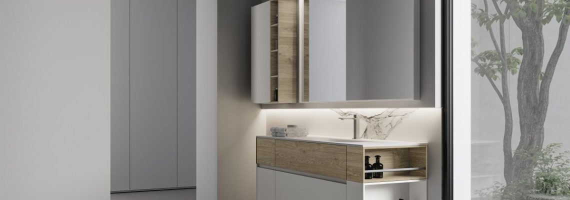 White bathroom cabinets Patrimonio Home