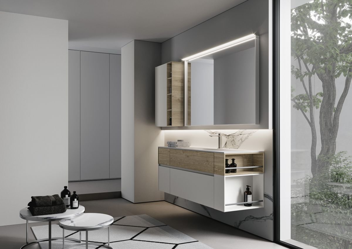 White bathroom cabinets Patrimonio Home