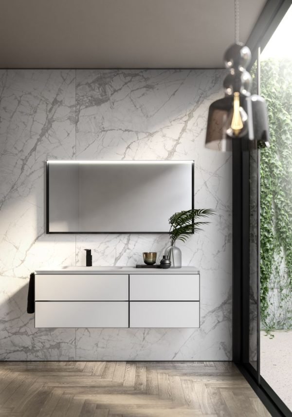 White modern bathroom vanity