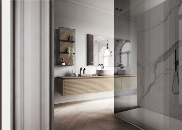 natural wood bathroom cabinetry Patrimonio Home