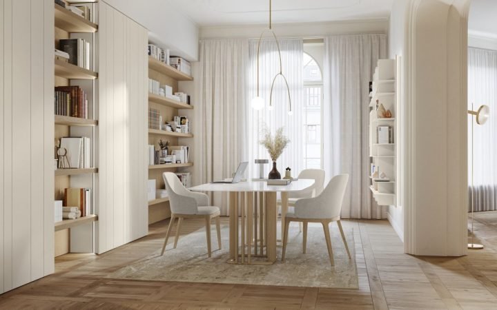 white oak living room cabinetry